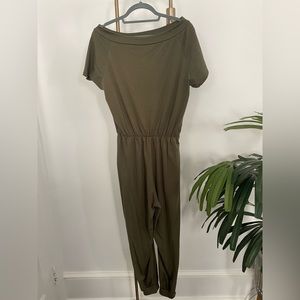 Green short sleeve jumpsuit